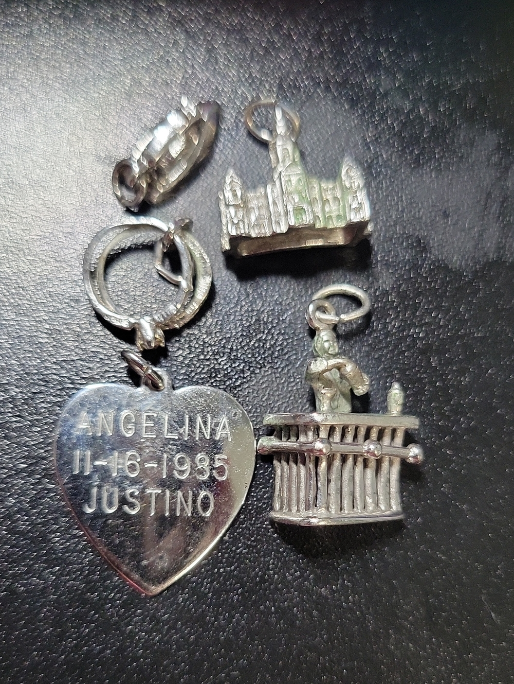 Silver Tone Heart & Landmark Charm Set - Personalized Heart Pendant